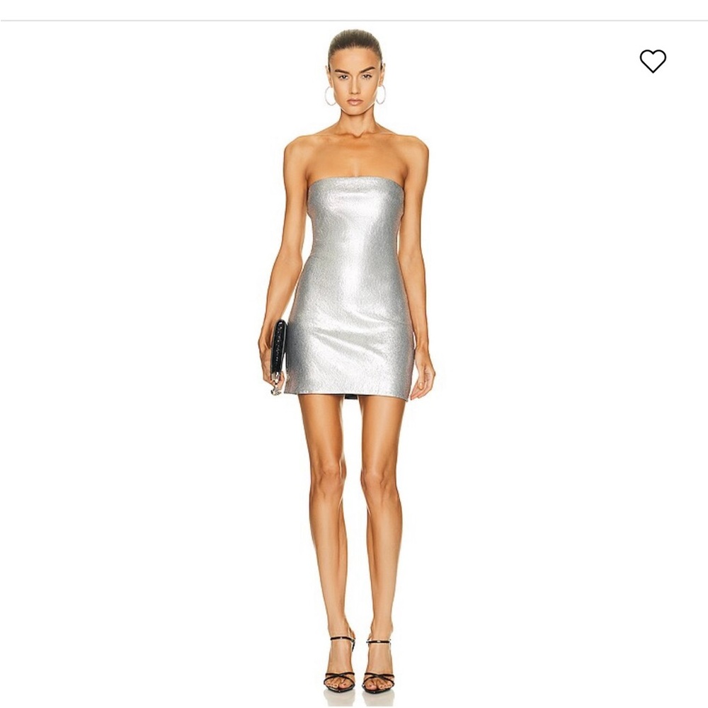 RTA strapless mini dress, Size S/M, silver, lambskin